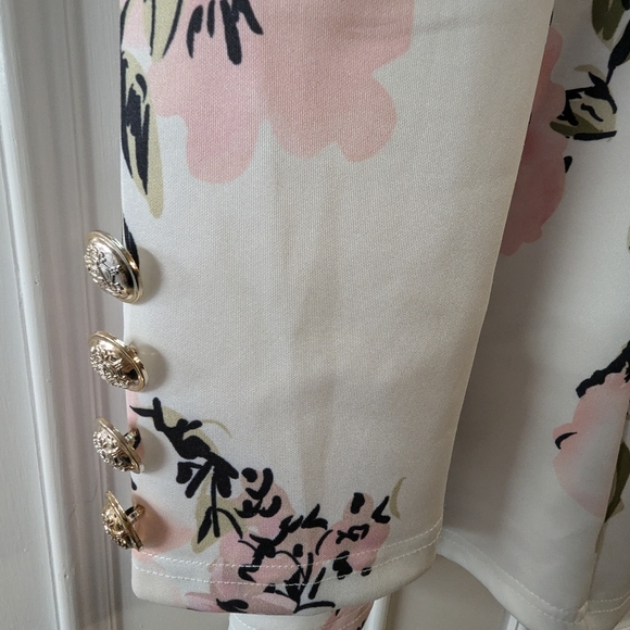 2 Piece Outfits for Women Long Sleeve Floral Print Blazer& Mini skirt - Picture 5 of 7